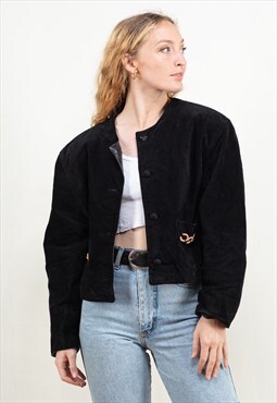 Vintage 80's Suede Jacket in Black