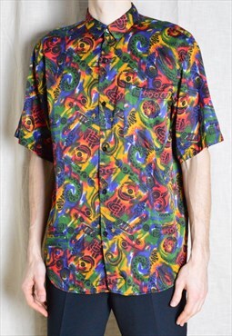 Vintage 70s Colourful Abstract Psychedelic Print Shirt