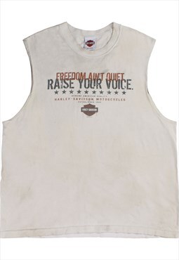 Vintage  Harley Davidson T Shirt Back Print V Neck White