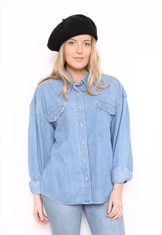 VINTAGE 90S BLUE DENIM COTTON SHIRT