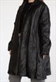 VINTAGE  LEATHER JACKET LONG CANPEL IN BLACK S