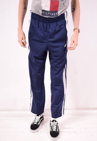 ADIDAS MENS VINTAGE TRACKSUIT TROUSERS SMALL BLUE 90S