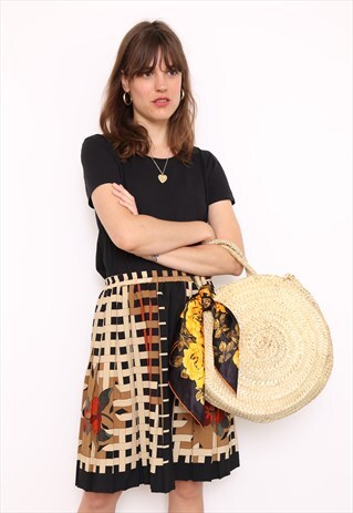 VINTAGE 90S PLEATED PRINT SKIRT