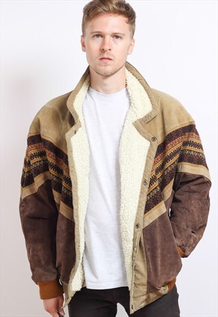 VINTAGE AZTEC FLEECE LINED JACKET