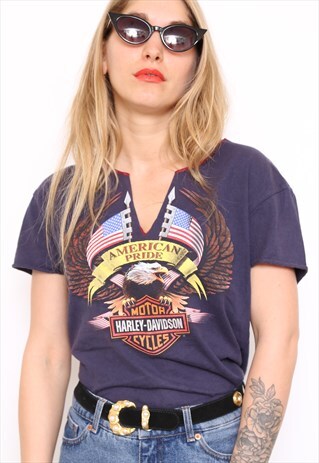 VINTAGE HARLEY DAVIDSON NAVY TOP T-SHIRT