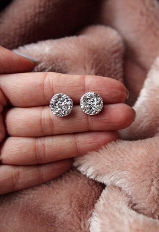 SILVER DRUZY STUDS