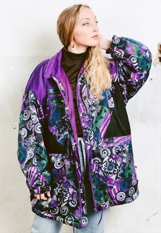 VINTAGE 90S PATTERNED WINDBREAKER JACKET