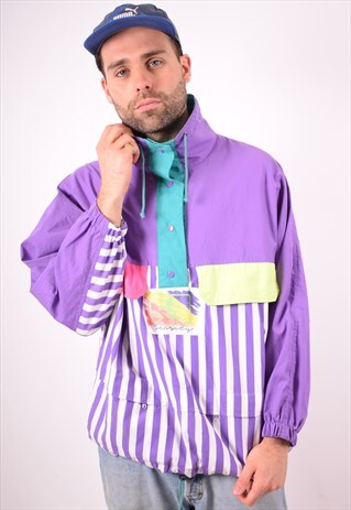 MENS VINTAGE PULLOVER TRACKSUIT TOP XL MULTI 90S