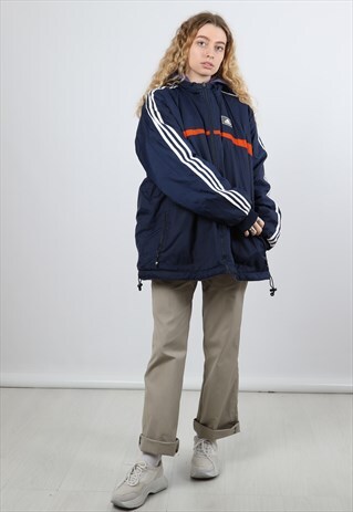 VINTAGE ADIDAS XL NAVY REVERSIBLE WINTER JACKET