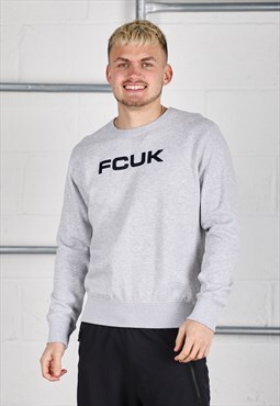 Vintage FCUK Sweatshirt in Grey Pullover Jumper Medium