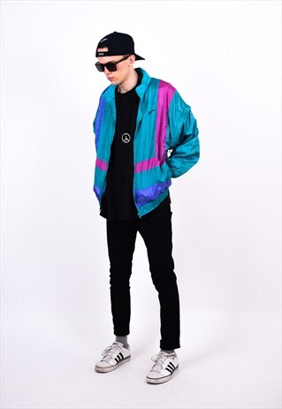VINTAGE 90S COLOUR BLOCK SHELL DROP SHOULDER BOMBER JACKET