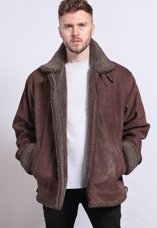 VINTAGE SUEDE AVIATOR FLEECE JACKET