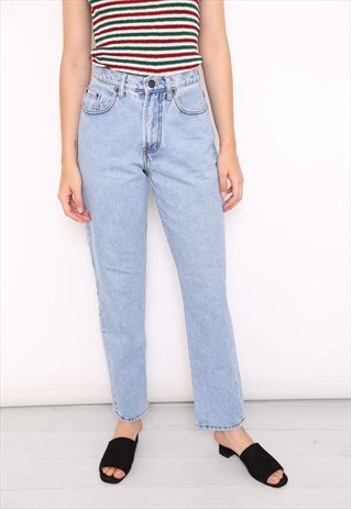 VINTAGE BLUE DENIM HIGH WAISTED MOM JEANS