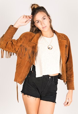 VINTAGE 80S FRINGED SUEDE JACKET //R02530