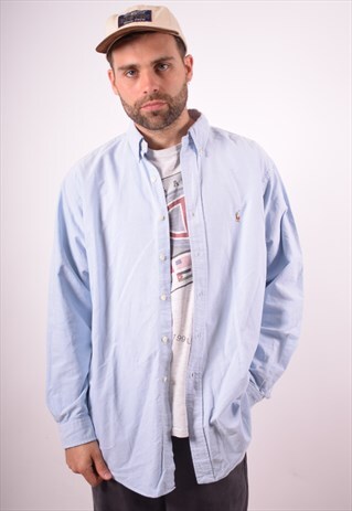 RALPH LAUREN MENS VINTAGE SHIRT LARGE BLUE 90S