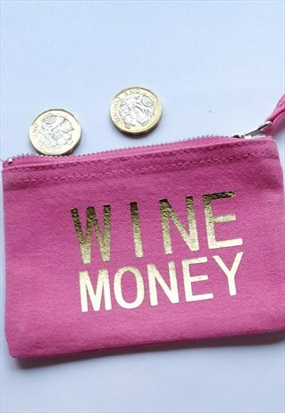 PINK AND GOLD 'WINE MONEY' COIN PURSE