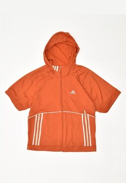 Vintage 90's Adidas Hoodie Sweater Short Sleeve Orange