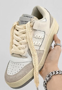 Chunky sole sneakers high platform skater shoes in cream