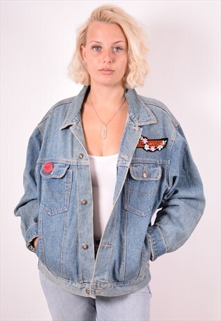 HARLEY-DAVIDSON WOMENS VINTAGE DENIM JACKET LARGE BLUE 90S