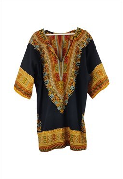 Vintage Arabian Kaftan Summer Dress in Black XL