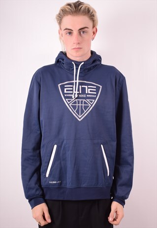 NIKE MENS VINTAGE HOODIE JUMPER LARGE BLUE 90S