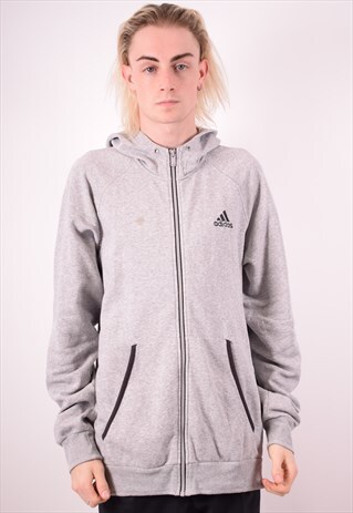ADIDAS MENS VINTAGE HOODIE SWEATER XL GREY 90S