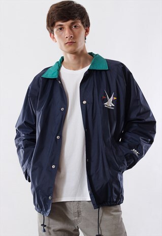VINTAGE HELLY HANSEN WINDBREAKER COACH 90S NAVY BLUE