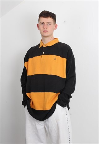VINTAGE POLO RALPH LAUREN RUGBY TOP ORANGE
