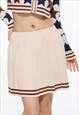 PREPPY PLEATED SKIRT RETRO PATTERN BOTTOMS IN CREAM