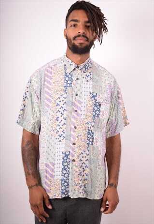 MENS VINTAGE SHIRT LARGE MULTI 90S
