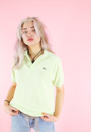 VINTAGE 90S Y2K PASTEL LIME GREEN LACOSTE POLO SHIRT T-SHIRT