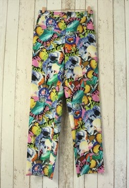 Retro Funky Abstract Crazy Pattern Cigarette Trousers Bottom