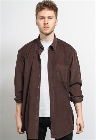VINTAGE CORDUROY CORD SHIRT BROWN