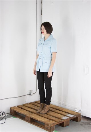 ON SALE VINTAGE WHTIE AND BLUE PINSTRIPED BLOUSE