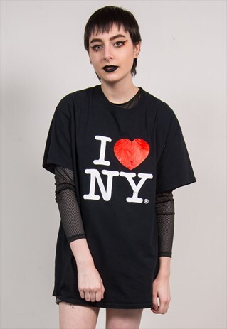VINTAGE 90'S BLACK I HEART NY OVERSIZED T-SHIRT