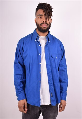 GANT MENS VINTAGE SHIRT LARGE BLUE 90S
