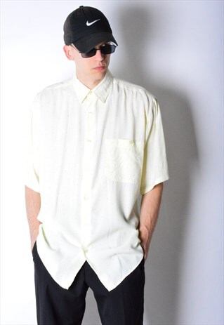 VINTAGE 80S PASTEL YELLOW POLKA DOT SHIRT