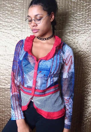 MULTI BLUE TOP BLOUSE