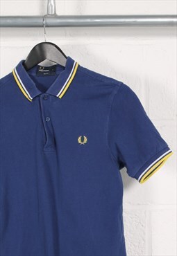Vintage Fred Perry Polo Shirt Navy Short Sleeve Tee Small