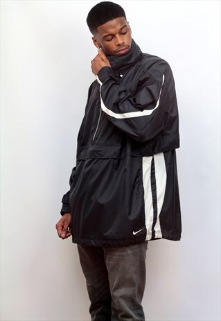 1990'S VINTAGE NIKE 1/4 ZIP WINDBREAKER JACKET IN BLACK