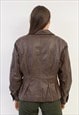 VINTAGE WOMEN'S LEATHER JACKET BLAZER DOUBLE BREASTED BUTTON