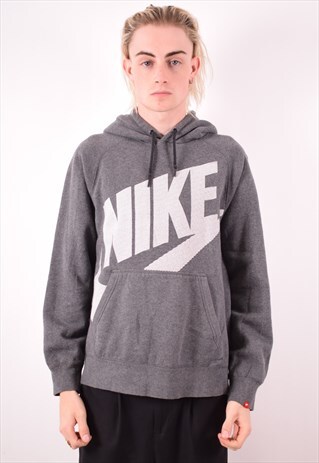 NIKE MENS VINTAGE HOODIE SWEATER LARGE GREY 90S
