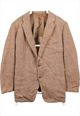 Vintage 90's Harris Tweed Blazer Tweed Wool Jacket Brown