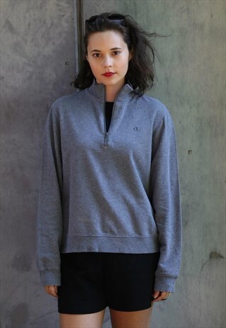 VINTAGE 90'S GREY CHAMPION ORGANIC COTTON JUMPER