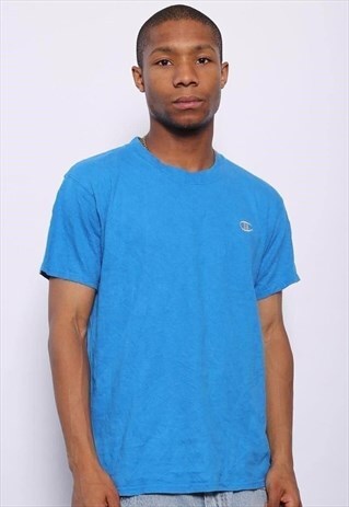 VINTAGE CHAMPION CHEST LOGO T-SHIRT BLUE