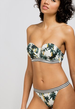 STRAPLESS PALM TREE BIKINI TOP