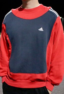 Adidas reworked vintage sweatshirt in red and Navy