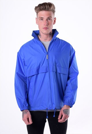 LIGHTWEIGHT ZIP UP WINDRUNNER COAT JACKET - ROYAL BLUE