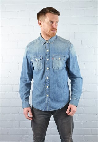 VINTAGE LEVI'S MID BLUE SMART FADED DENIM SHIRT