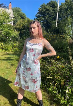 Vintage 00s Y2K Floral Satin Summer Slip Dress
